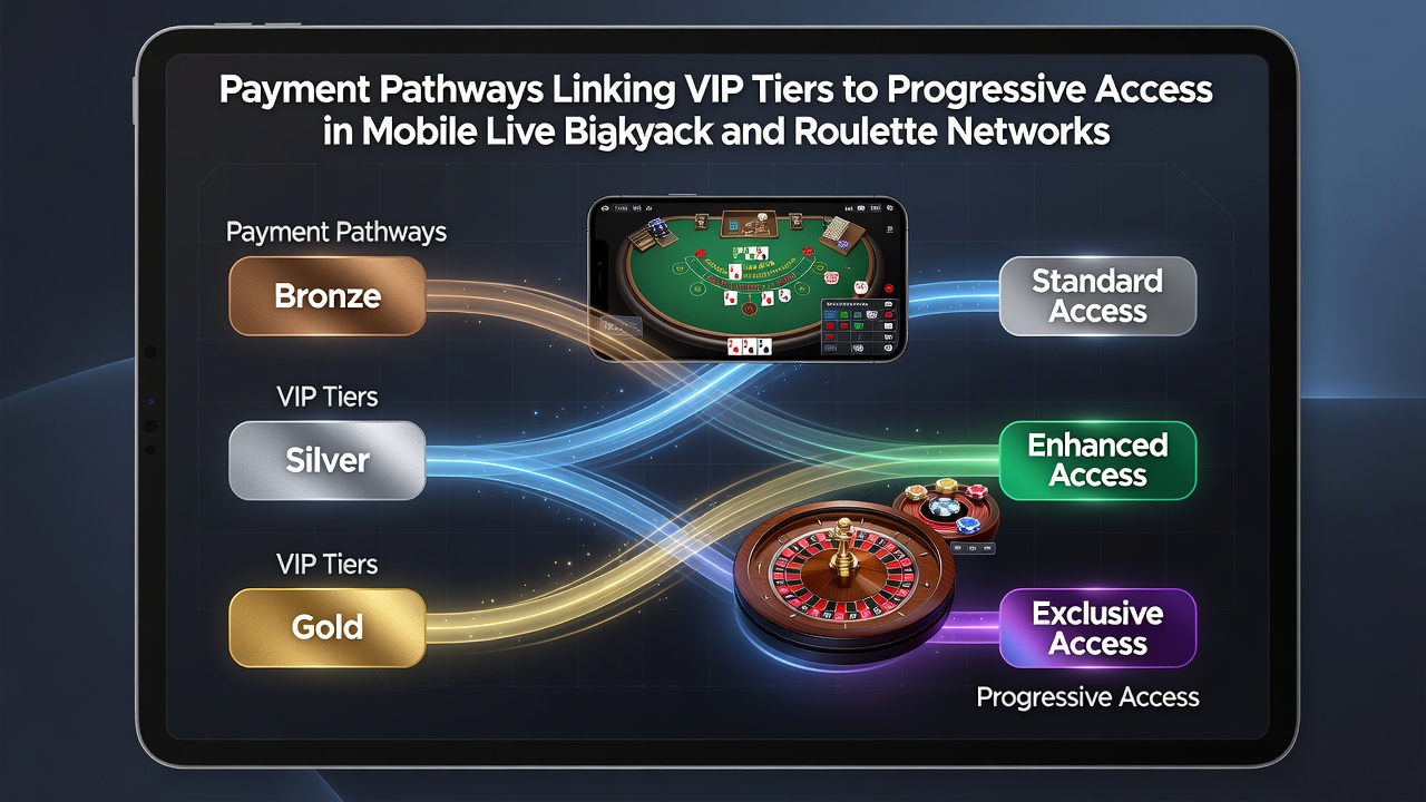 Darstellung mobiler Transaktionspfade und VIP-Fortschritt in Live-Roulette und Blackjack