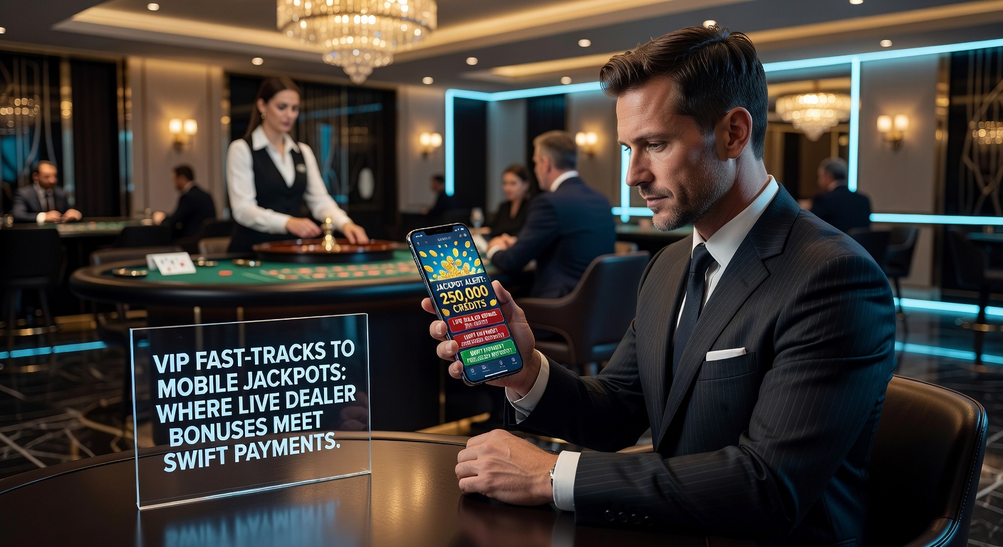 Live-Dealer am Blackjack-Tisch mit VIP-Bonus-Overlay und mobilen Zahlungssymbolen, inklusive Jackpot-Walze im Hintergrund
